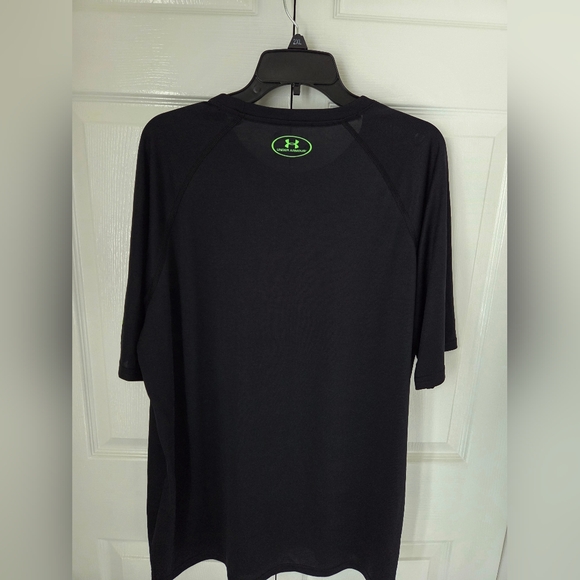 UNDER ARMOUR Always Vicious Workout Running Shirt Loose Fit Black Neon Green 2XL - Picture 3 of 15
